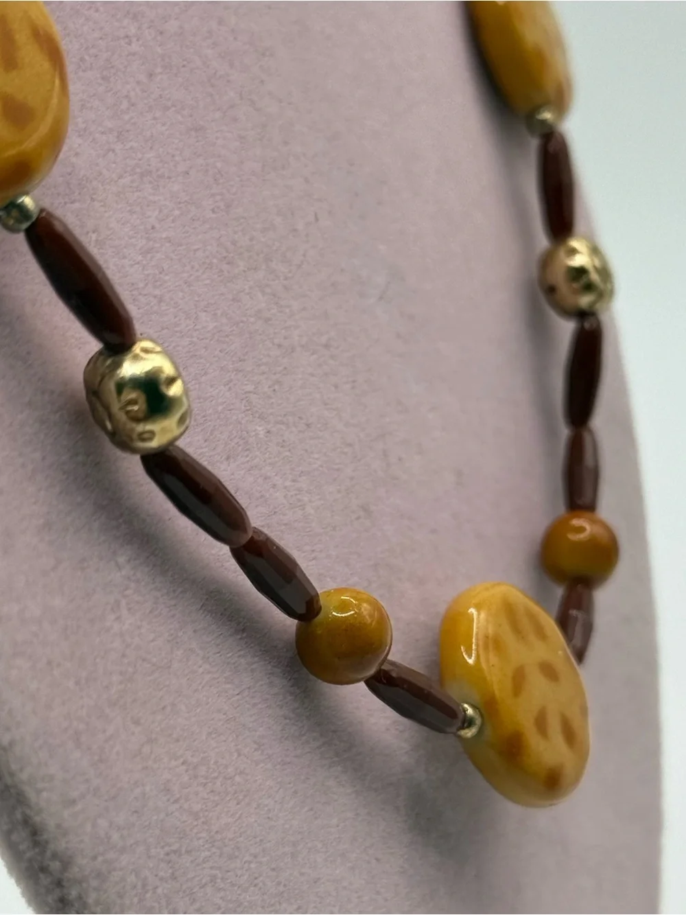 Yellow Brown Beaded Necklace - Women Jewelry